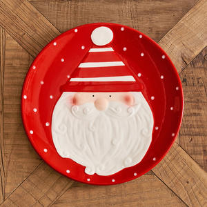 Assiette ronde en céramique Père Noël, grande taille, pour la veille de Noël, vaisselle de table, assiette plate pour fruits à usage domestique - Product Image 5