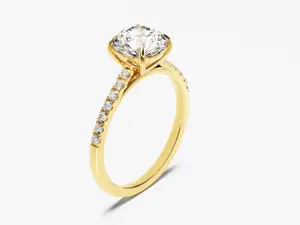 Anello con diamante da sposa con taglio tondo 14k 18K oro massiccio semplice solitario anello con diamante da sposa
