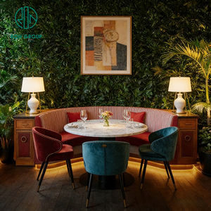 Juego de Muebles de Sofá, Mesa y Sillas de Estilo Vintage, Redondas, de Mármol, Semicirculares, Tapizadas en Terciopelo, para Cafetería, Restaurante - Product Image 1