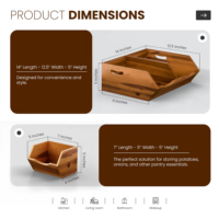 LOMATO Paniers de rangement multifonctionnels en bois d'acacia écologiques et durables, paniers en bois pour fruits et légumes, panier détachable