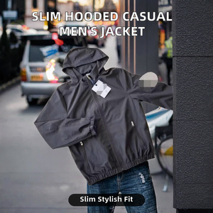 Nouvelle veste bomber décontractée pour homme, ODM, printemps, à capuche, haut de gamme, simple, tendance, slim, polyvalente, doublure en coton - Product Image 2