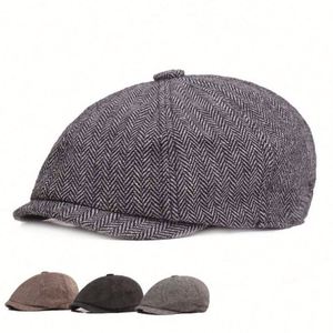 Béret en coton pour homme, style Gatsby euro-américain, casquette de newsboy à chevrons, accessoire décontracté pour le quotidien et l'extérieur - Product Image 1