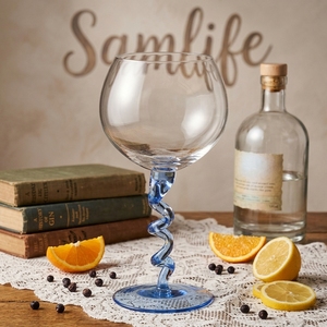 Verre à gin <span class=keywords><strong>tonic</strong></span> Samlife-BL24197 avec logo personnalisé, en verre borosilicate soufflé à la main, à pied torsadé, idéal pour les bars, verrerie spéciale - Product Image 2