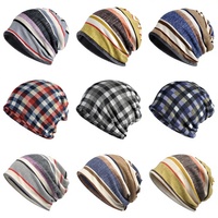 Topi Uniseks Musim Semi/Musim Gugur/Musim Dingin Berlapis Fleece Hangat Jacquard Poliester/Katun Gaya Korea Bergaris Tahan Angin Model Longgar.
