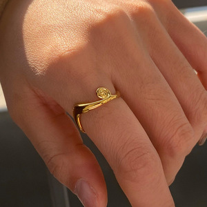 Spiral <b>Opening</b> <b>Ring</b> 18K Gold Stainless Steel Minimalist Design Unisex Jewelry Gift - Product Image 4