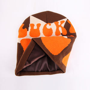 قبعة جاكار محبوكة عالية الجودة مع قبعة من الحرير من الداخل ، قبعات جاكار مخصصة بشعار مخصص - Product Image 4