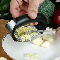 Handmatige knoflookpers van roestvrij staal met plastic handvat, knoflookmolen
