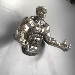 Moderna Estatua <span class=keywords><strong>de</strong></span> <span class=keywords><strong>Hulk</strong></span> Plateada Cromada, Escultura 3D <span class=keywords><strong>de</strong></span> Superhéroe Rompiendo el Pared, Decoración <span class=keywords><strong>de</strong></span> Pared Interior para Bares, KTV y Discotecas <span class=keywords><strong>de</strong></span> Lujo - Product Image 2