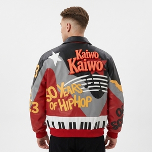 <span class=keywords><strong>Chaqueta</strong></span> <span class=keywords><strong>Bomber</strong></span> Varsity de <span class=keywords><strong>Cuero</strong></span> de Cordero Personalizada para Hombre con Bordado de Piano, Chaquetas de <span class=keywords><strong>Cuero</strong></span> Genuino en Oferta, Ropa Exterior, Soporte OEM - Product Image 2