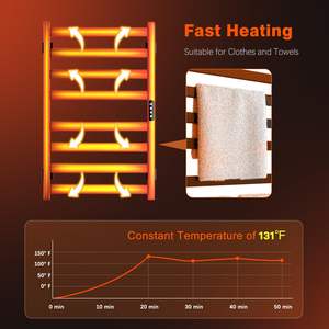 Calentador de toallas de 8 barras con temporizador y control de temperatura, de acero inoxidable para baño - Product Image 3