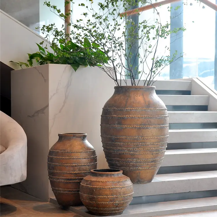 Vase de ferme vintage pour décoration de la maison, grands vases de sol, sol haut, décor de salon