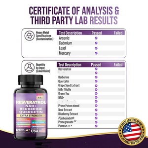 Suplemen Resveratrol, mengandung NAD, Berberine, dan Quercetin, 14-in-1 suplemen Herbal, kapsul Resveratrol - Product Image 3