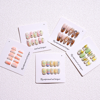 Set de 10 Uñas Postizas Rosadas con Diseño Cuadrado Francés y Lazo, Forma Almendrada, ABS, Hechas a Mano, con Pegamento, para Salón de Belleza