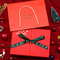 Boîte cadeau de Noël personnalisée à deux portes ouvrables pour cadeau, emballage de luxe en carton avec ruban, boîte cadeau magnétique