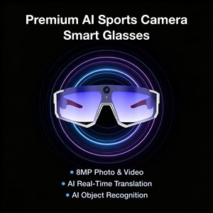 Lunettes de sport intelligentes IA haut de gamme avec traduction IA en temps réel, <span class=keywords><strong>cam</strong></span>éra d'action en vue à la troisième personne 8MP EIS anti-tremblement, transfert Wi-Fi rapide 290 mAh - Product Image 1