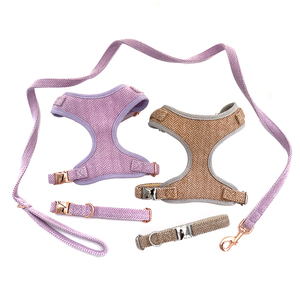 Ensemble de harnais et de laisse pour chien en tweed tactique réglable, doux et confortable, à carreaux d'hiver, sans traction, avec sac à dos, nouveauté 2025 - Product Image 2