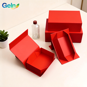 En stock Boîtes cadeaux en papier pliables rouges |   Boîtes d'emballage pliables de luxe en gros - Product Image 2
