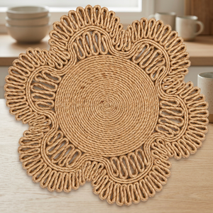 Handwoven Natural Jute Braided Area <b>Rug</b> Modern Style Low <b>Pile</b> Non Slip Washable Bohemian Pattern Medium <b>Thickness</b> for Home - Product Image 5