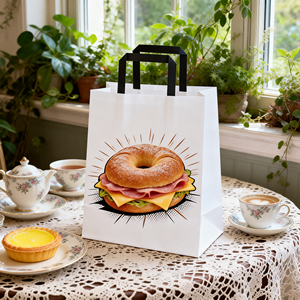 Bolsas de Papel Kraft Personalizadas con Asa para Panadería, Bolsa de Papel Ecológica para Empacar Pan y Pastelería para Llevar y Entrega a Domicilio - Product Image 1