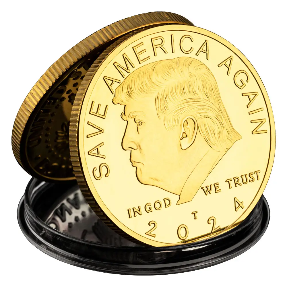 Presiden Amerika Donald Gold dan perak koin Souvenir 2024 berlapis koin menghemat Amerika lagi suvenir pendukung hadiah koin