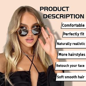 FUJIA-Perruques blondes ombrées avec <span class=keywords><strong>frange</strong></span>, perruque blonde cendré longueur épaules pour femmes, perruques superposées, perruques synthétiques racines foncées pour le quotidien - Product Image 3