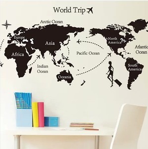 Large Size World <b>Map</b> Wall Stickers Black <b>Map</b> of the World Home Decor for Kids Room Travel Airplane Wall Decals for Bedroom - Product Image 2