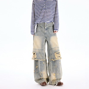 Jeans Desgastados Estilo Americano <span class=keywords><strong>para</strong></span> <span class=keywords><strong>Mujer</strong></span> y Hombre, Pantalones Anchos de Pierna Ancha <span class=keywords><strong>para</strong></span> Otoño, Pantalones Largos de Estilo Urbano - Product Image 2