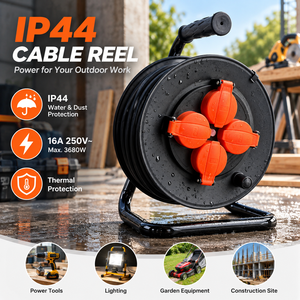 Enrouleur de câble IP44 durable et résistant aux intempéries pour lignes électriques, alimentations de postes de transformation, supports d'isolateurs, cannelures de raccordement, conduites de câbles et piquets de terre - Product Image 1