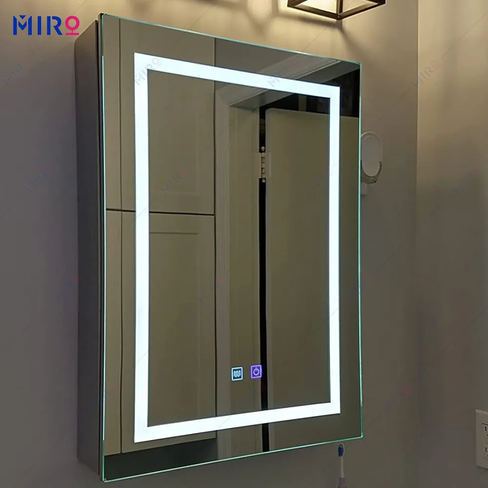 MIRO Customized Aluminum Beveled Edge Mirror with Storage Bathroom Cabinet medicine cabinet with mirror