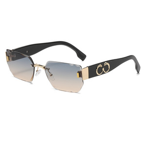 Square Frameless <b>Sunglasses</b> Black UV400 PC Lens Men Outdoor Driving Cycling Party Stage Use - Product Image 5