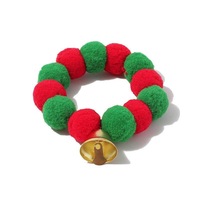 Collar Personalizado de Navidad con Pompones para Mascotas, Diseño en Rojo, Verde y Blanco, Ligero y Cómodo, para Perros y Gatos, Accesorio para Fotos