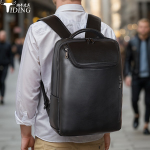 Tiding Business <b>Backpack</b> 15.6-Inch Genuine Leather Large Capacity For Men Commute Travel - Product Image 2