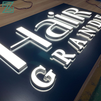 Signo de negocios para clientes de interior Letras de acero inoxidable Luz 3D Acrílico Signo personalizado