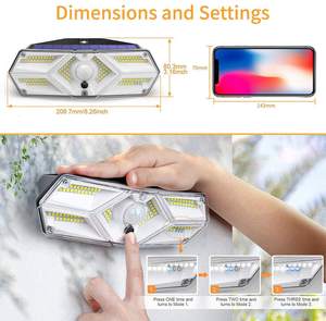 Waterdicht Op Zonne-energie Draadloze Beveiliging Lichten Led <span class=keywords><strong>Motion</strong></span> Sensor Gemonteerd Flood Verlichting Tuin Solar Wandlamp Lamp Outdoor - Product Image 4