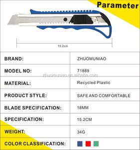 Couteau utilitaire rétractable multifonctionnel en plastique de qualité industrielle personnalisé, support OEM, lame de verrouillage de 18 mm, coupe haute teneur en <span class=keywords><strong>carbone</strong></span> - Product Image 2