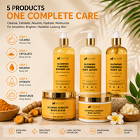 Kit de Soins Corporels Éclaircissants au Curcuma – Nouveau Gel Douche, Lait Corporel, Huile, Gommage Corporel et Beurre Corporel – Qualité Supérieure – Vente en Gros