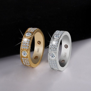 <span class=keywords><strong>Bague</strong></span> en argent sterling 925 de haute qualité avec moissanite, alliance pour femme, plaquée or, entièrement sertie de diamants, approvisionnement transfrontalier exquis - Product Image 3