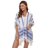 Fashion Women Kimono Cardigan Viscose Fringed Plus Size Shawl Bikini-Cover Up Beach Blouse