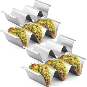 Support de support de taco support de taco de nourriture mexicaine avec plateau de tasse en acier inoxydable 4 CNC personnalisé fête Rectangle Style américain