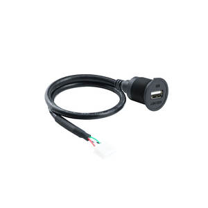 Connecteur femelle USB 2.0 <span class=keywords><strong>M22</strong></span> avec câble d'extension, contacts en cuivre, boîtier en nylon - Product Image 2