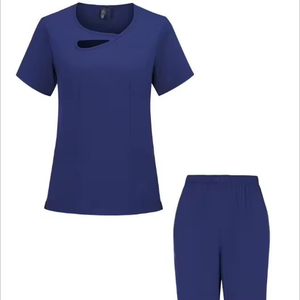Tenues d'uniformes médicaux unisexes à col en V de haute qualité pour professionnels, ensembles de blouses tissées avec détection d'aiguilles et service OEM pour hôpitaux et cliniques - Product Image 1