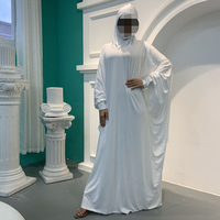 Musulman du Moyen-Orient Couleur Solide Jersey Modeste Mode Manches Chauve-Souris Hijab Robe Jilbab Abaya Islam Femmes Prière Caftan Robe à Capuche