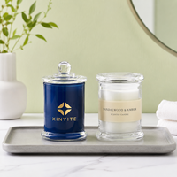 Pot à bougie en verre transparent avec couvercle en verre, plusieurs tailles, récipient à bougie vide, logo personnalisé pour l'aromathérapie