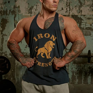 Débardeur de sport vintage pour <span class=keywords><strong>homme</strong></span> avec logo personnalisé, imprimé effet vieilli, idéal pour la musculation et l'entraînement - Product Image 1