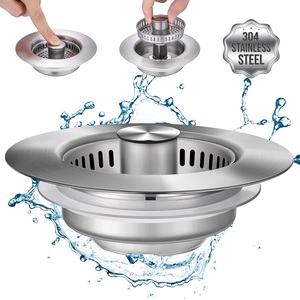 TEMU E-commerce Hot Sell 3-In-1 All Metal Stainless Steel Modern Pop-Up <strong>Sink</strong> <strong>Plug</strong> Odor Filter Anti-Clogging Kitchen <strong>Sink</strong> - Product Image 1