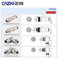 Conectores de cable de metal rectos M9 de fábrica, macho y hembra, niquelados, IP67, para soldar en PCB, compatibles con conectores de 2 a 8 pines
