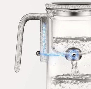 Théière magnétique en verre borosilicate écologique moderne de <span class=keywords><strong>600</strong></span>/800 ml avec infuseur, gobelet à thé en verre avec poignée en bois - Product Image 2