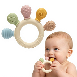 Mordedor de Silicona para Bebés, Anillo de Dentición Sensorial para Recién Nacidos, Juguete Masticable Suave de Grado Alimenticio Libre de BPA para Aliviar el Dolor de Dentición - Product Image 1