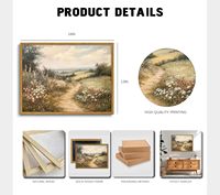 12X16 Pouces Encadré Vintage Style Campagne Paysage Toile Mur Art Imprimer Ferme Wildflower Prairie Affiche pour Salon