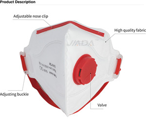 Komfortabel gestalteter Kopfgurt CE-geprüft EN149 FFP3 NR D Gesichts maske mit flachem Muster und Ausatem ventil - Product Image 4